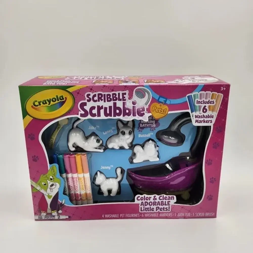 Crayola Scribble Scrubbie Pets Glam Tub, Color & Wash Toy Animal Set, Arts and C